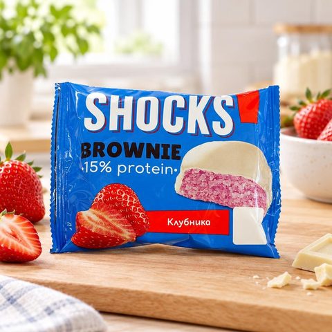 FitnesShock Изделие кондитерское глазированное Брауни Клубника 50гр 9шт