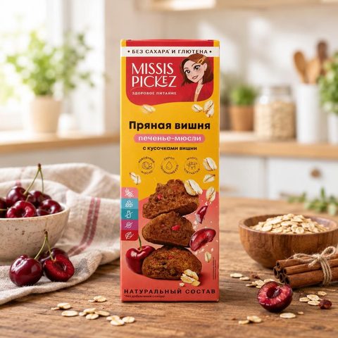 Nutvill Печенье Мюсли пряная вишня с кусочками вишни Missis Pickez 100г