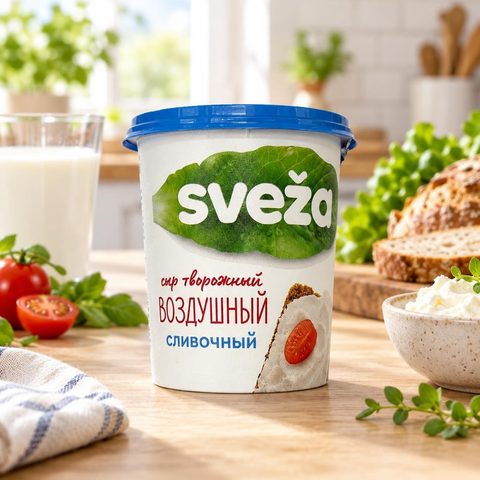 Свежа Сыр творожный Воздушный Сливочный Свежа мдж60% 150гр