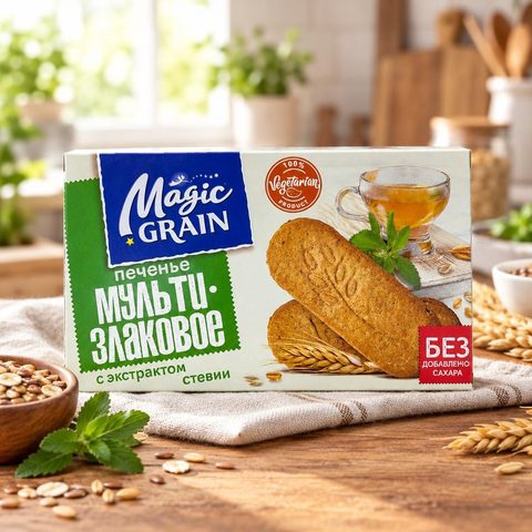 Печенье сдобное Мультизлаковое с экстрактом стевии 150гр 11шт