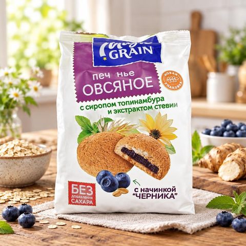 Печенье сдобное Овсяное с топинамбуром и экстрактом стевии 180 гр 10 шт