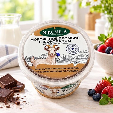 Мороженое пломбир с шоколадом из козьего молока Добрая коза