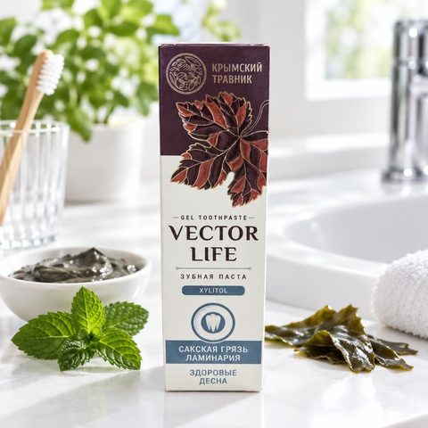 Зубная паста VECTOR LIFE Здоровые Десна сакская грязь ламинария 100 гр