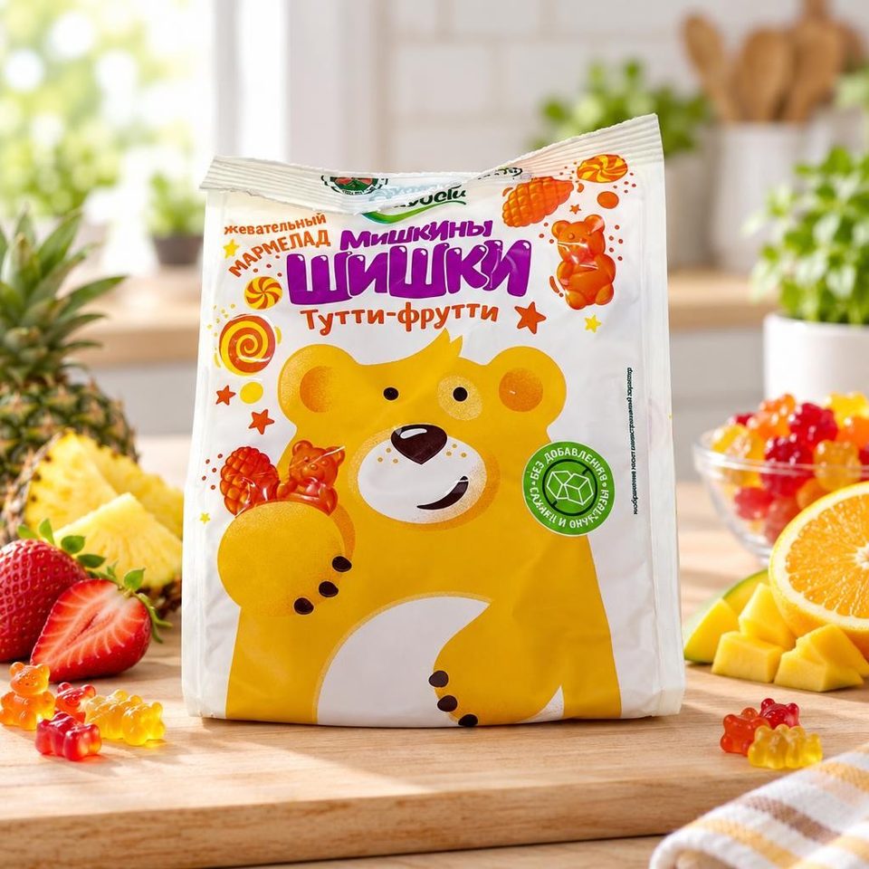 Мармелад Умные сладости жевательный Мишкины шишки со вкусом тутти-фрутти 150 гр