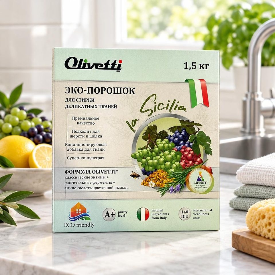 Molecola Эко порошок концентрат для стирки деликатных тканей Сицилия Olivetti 1500гр