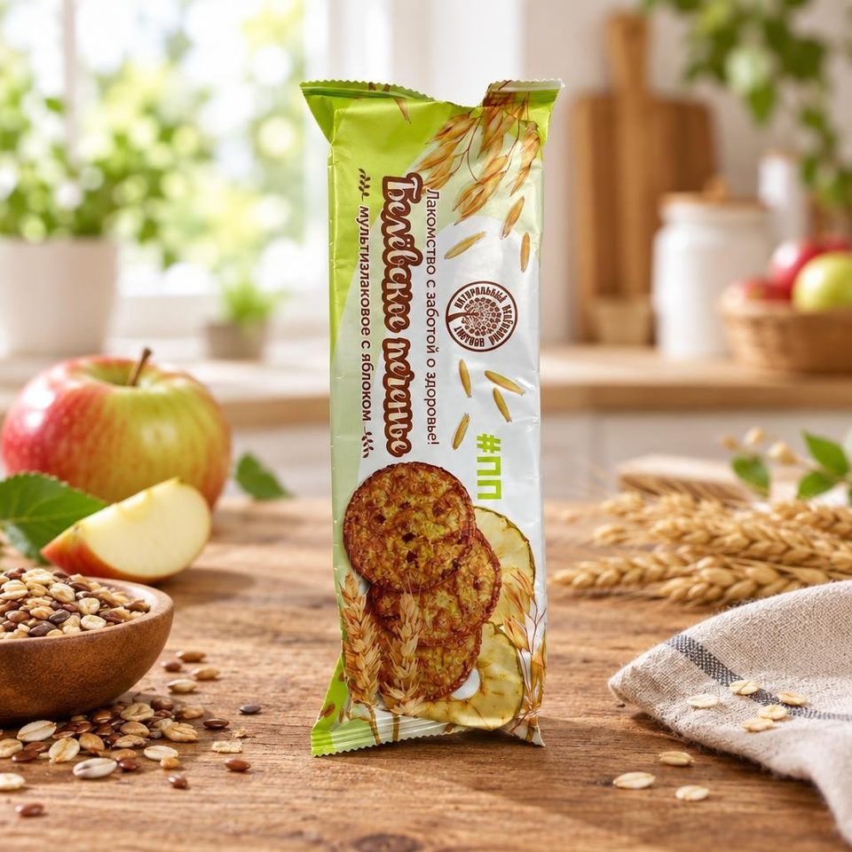 Печенье мультизлаковое с яблоком 120 гр 18 шт