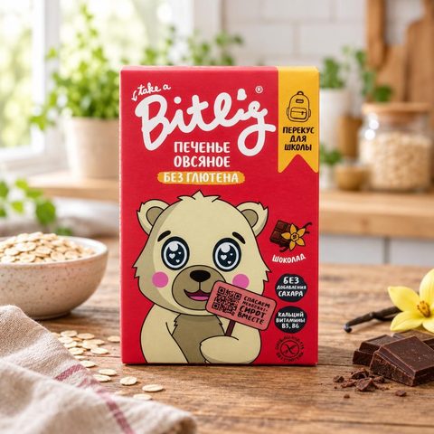 Bite Печенье овсяное Шоколад для питания детей старше 3 лет 60 гр