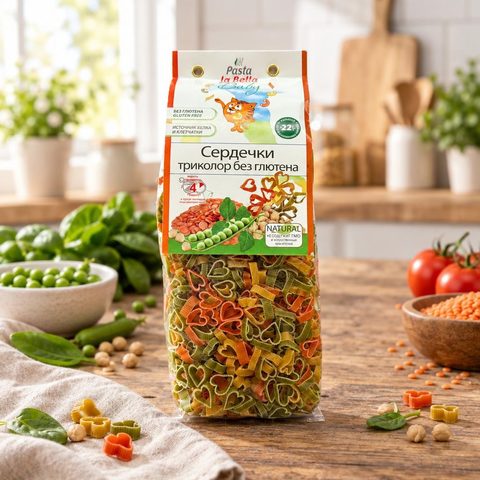 Pasta la Bella Baby Сердедчки триколор без глютена 250 гр 10 шт
