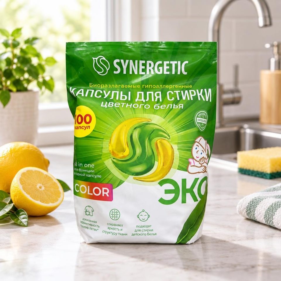 Синергетик Капсулы для стирки Color 100кап 6шт