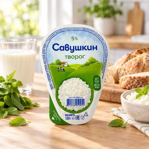Савушкин творог 5% 180гр