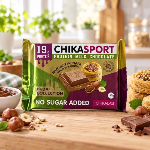 Chikalab Молочный шоколад с фундучной пастой и хрустящим тестом 100 гр 4 шт