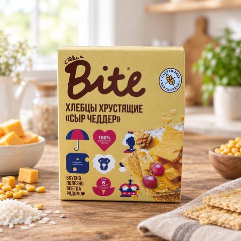 Bite Хлебцы хрустящие кукурузно-рисовые "Сыр чеддер", 100 гр