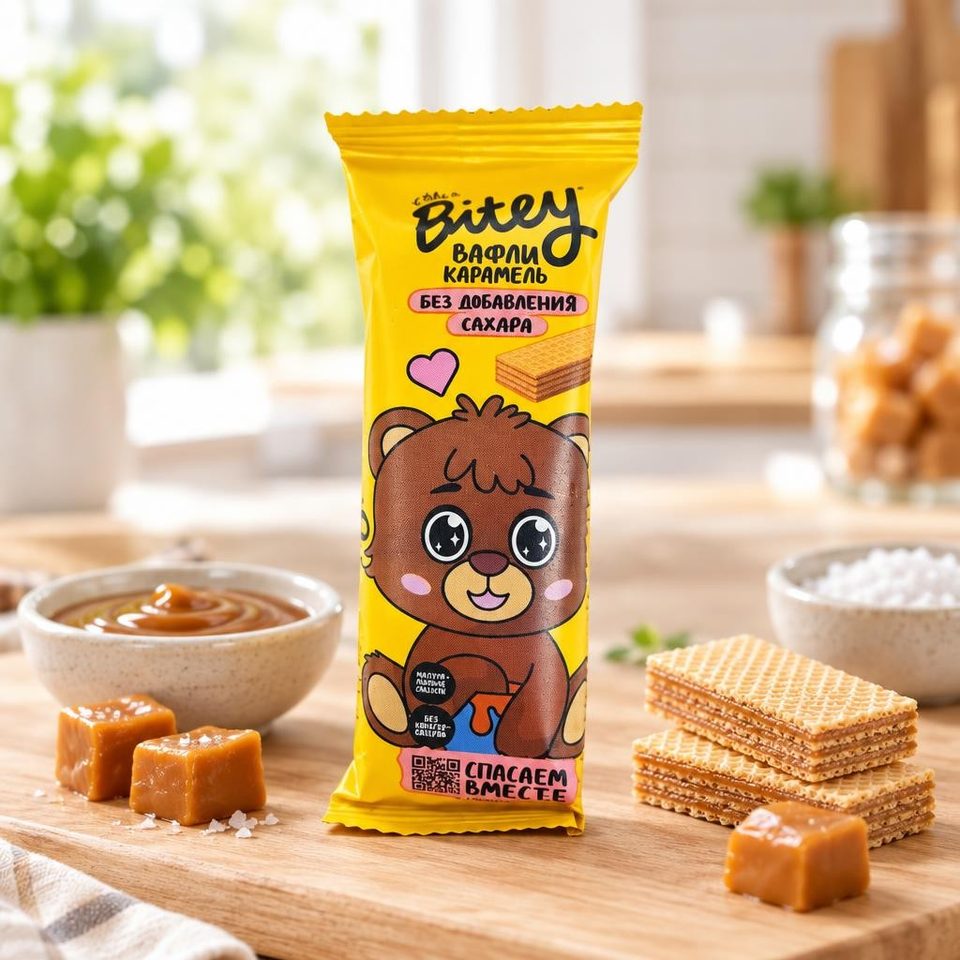 Bitey Вафли со вкусом "Карамель", 15 гр, 14шт