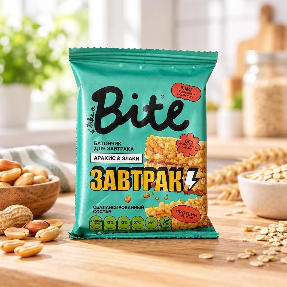Bitey батончик злаково-арахисовый "Арахис для завтрака", 40гр