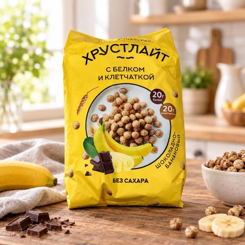 Сибирская клетчатка Завтрак Хрустлайт шоколадно-банановый с белком и клетчаткой 150гр 10шт