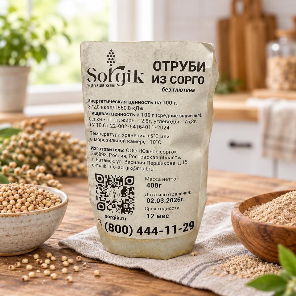 500ОСБ Отруби из белозерного сорго, Без глютена (0,4кг)