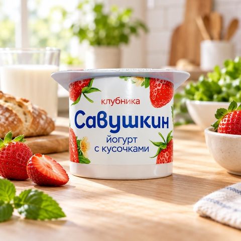 Савушкин йогурт два слоя клубника 120гр