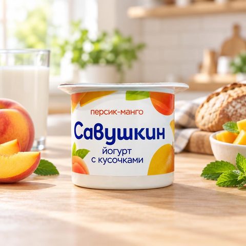 Савушкин йогурт два слоя персик-манго 120гр