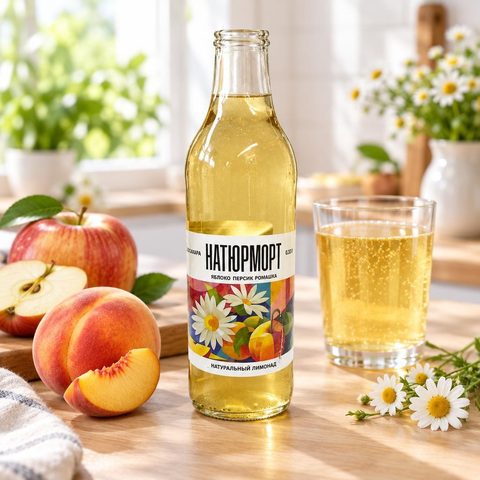 Напиток б/а среднегазированный Натюрморт Яблоко, Персик, Ромашка 0,33л, 20шт