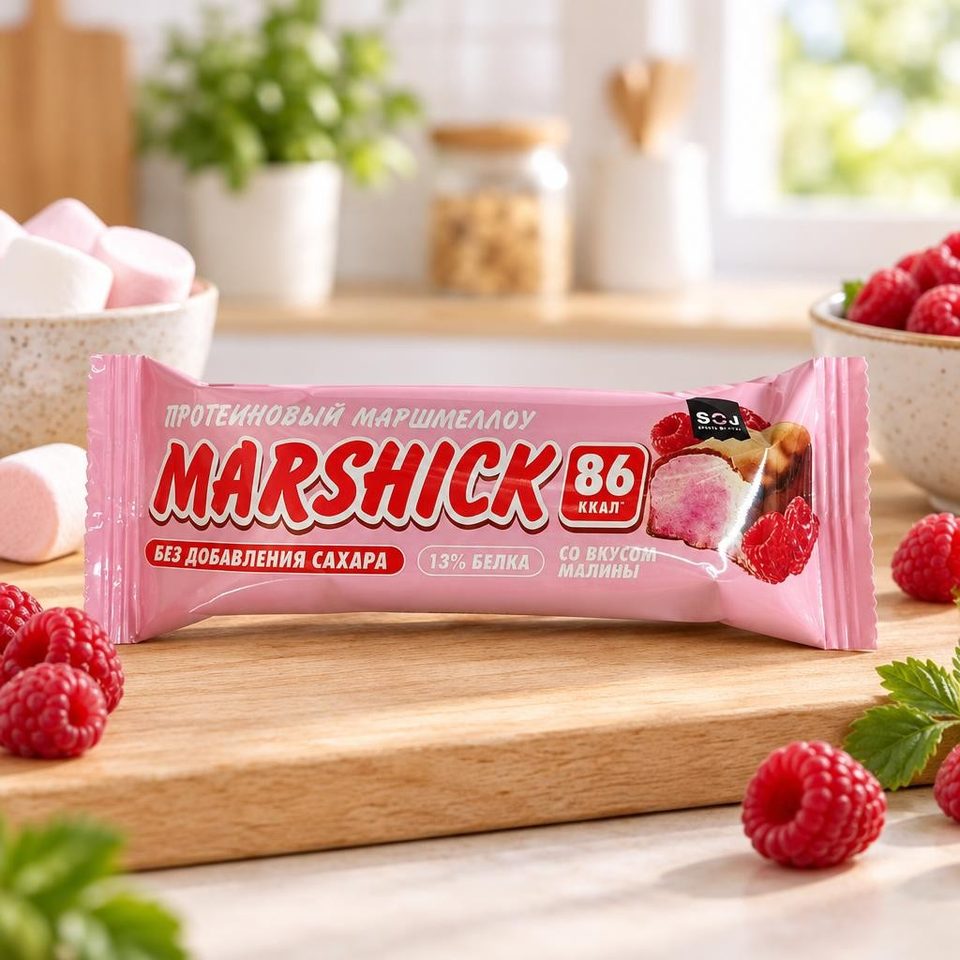 Marshmallow протеиновый батончик SOJ со вкусом малины бс 30гр