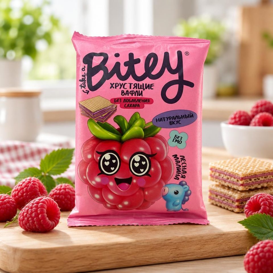 Bitey Вафли со вкусом Лесная малина 35гр 10шт