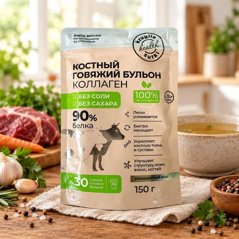 Костный бульон Говяжий без соли ( 150гр*16шт)