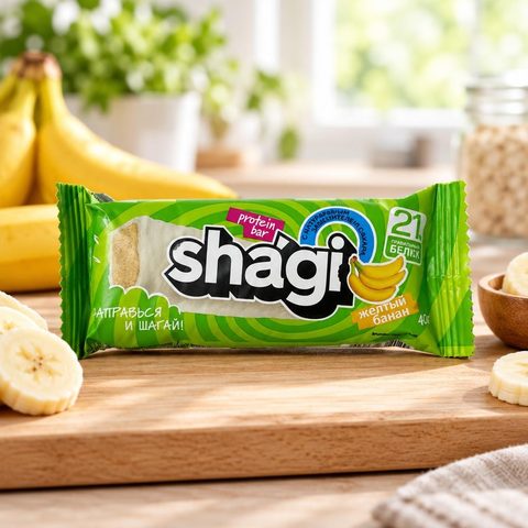 Батончики протеиновые БАНАН 21% Shagi_Новинка 40г/ 18 шт.