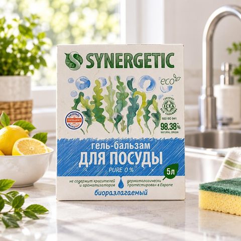 Синергетик Гель-бальзам для мытья посуды Pure 0% 5л