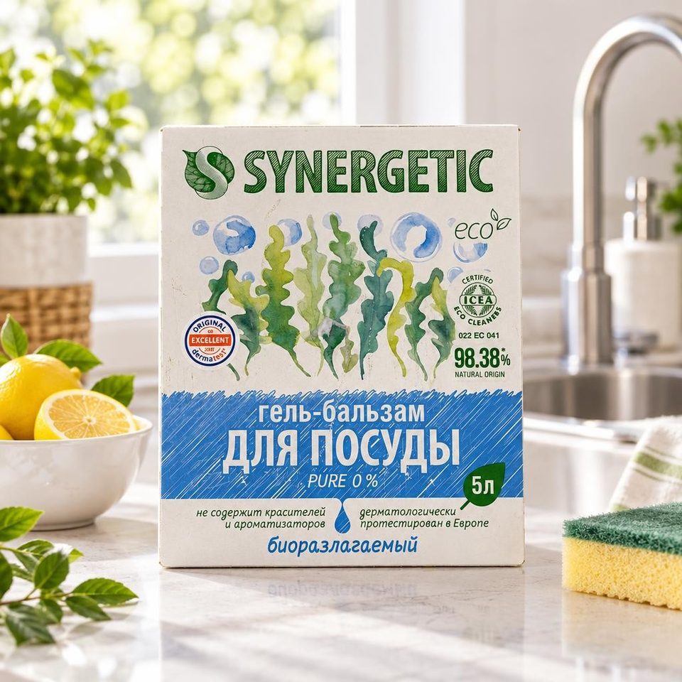 Синергетик Гель-бальзам для мытья посуды Pure 0% 5л