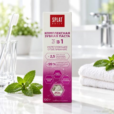 Splat Daily Укрепляющее отбеливание 3 в 1 зубная паста 100гр