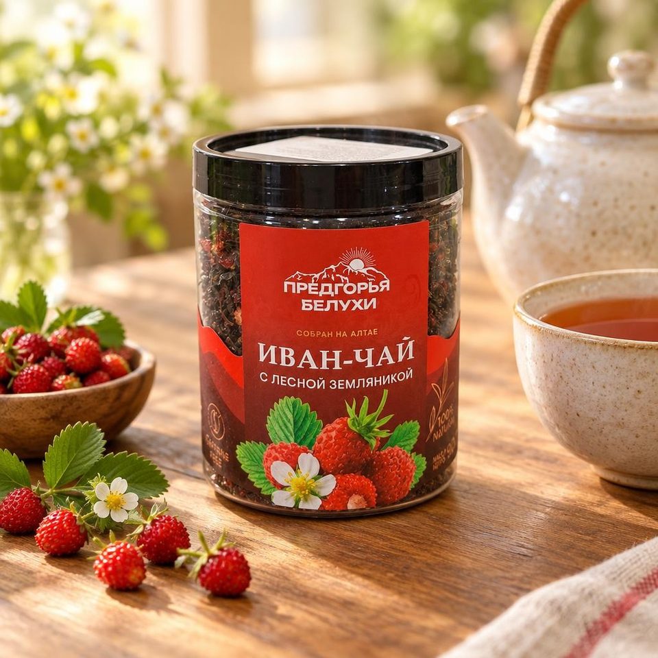 Предгорья Белухи Иван-чай с лесной земляникой 90гр