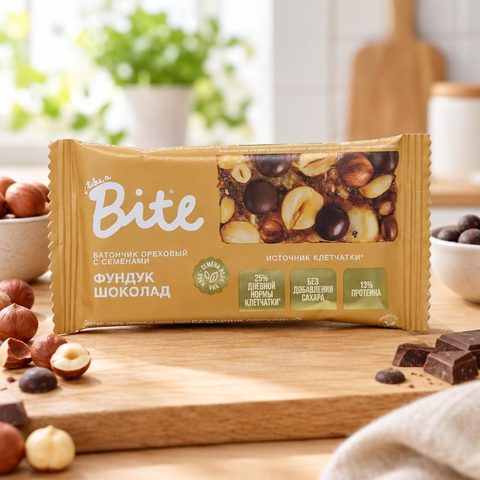 Bite батончик ореховый "Фундук-шоколад" 30гр