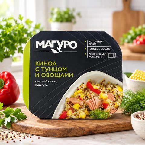 Тунец Магуро полосатый филе-кусочки с киноа и овощами с доб масла 230гр 8шт