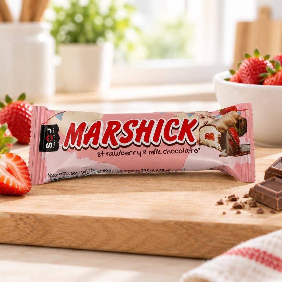 MARSHICK с клубничной начинкой в молочном шоколаде 30гр