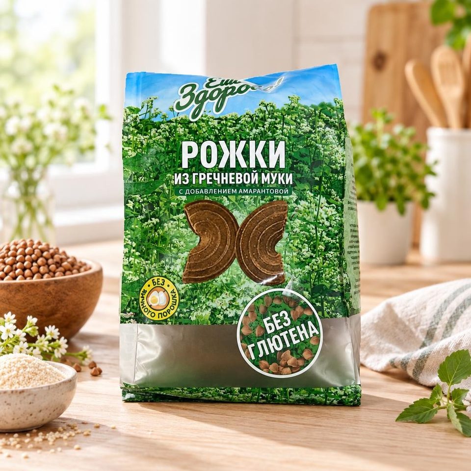 Макаронные изделия Ешь Здорово из гречневой муки с доб амарантовой мукой Рожки 250гр 16шт