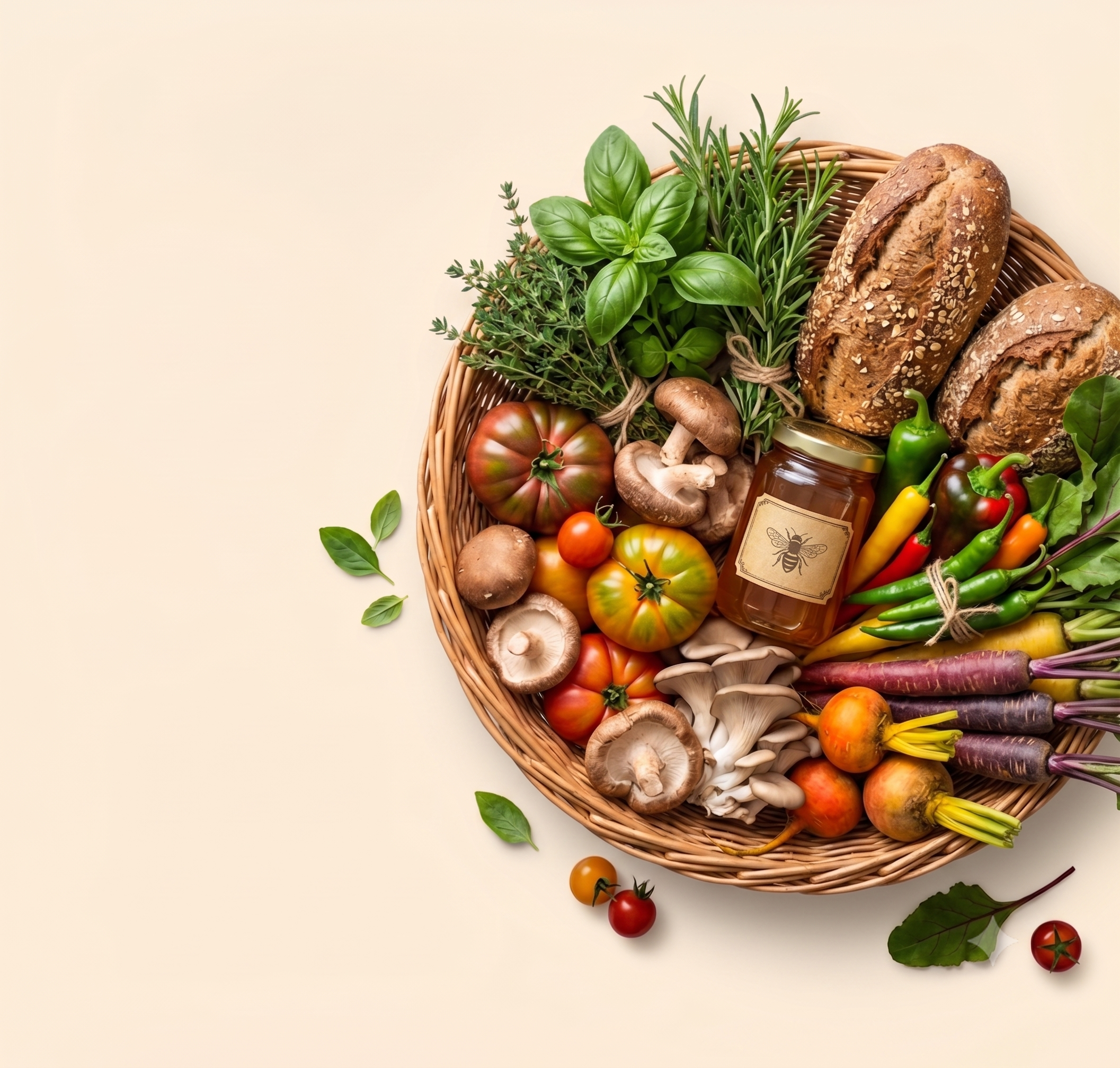 Корзина с органическими овощами
